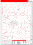 Champaign-Urbana Metro Area Wall Map Red Line Style